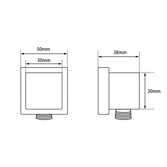 Water Inlet Shower Head Wall Elbow Square Brass Connector Connection Water Hose Inlet Matt Black